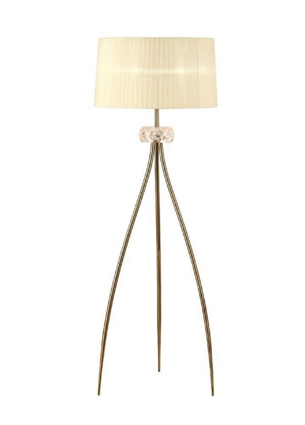 Mantra M4638AB Loewe 3 Light Floor Light With Shade In Antique Brass