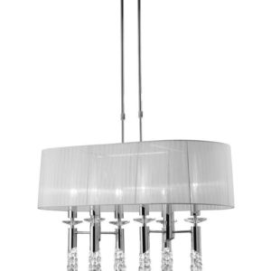 Mantra M3853 Tiffany 6+6 Light Oval Pendant Light In Chrome With White Shade