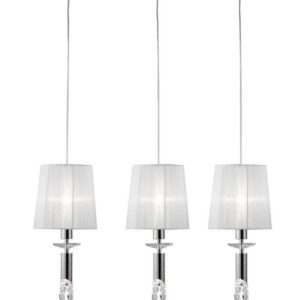 Mantra M3855 Tiffany 3+3 Light Linear Pendant In Chrome With White Shades