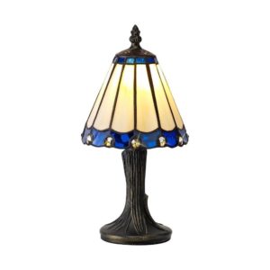 Shadow 1 Light Table Lamp With 300mm Cream, Blue, Black And Gold Shade