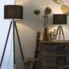Set of Floor Lamp and Table Lamp Tripods with Black Shade - Pip