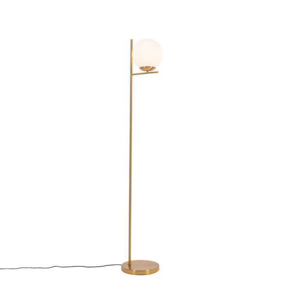 Art Deco floor lamp gold with opal glass - Flore