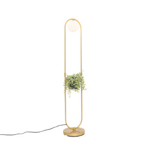Art Deco floor lamp gold with white glass – Isabella