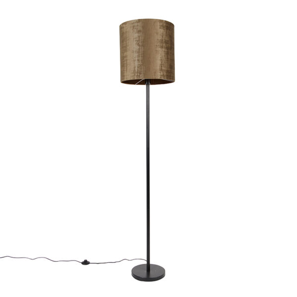 Classic floor lamp black shade brown 40 cm - Simplo