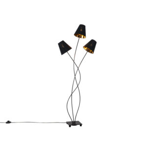 Design floor lamp black with gold 3-light – Melis