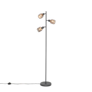 Design floor lamp black with gold 3-light – Noud