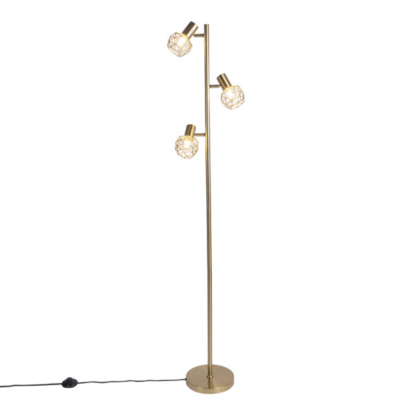 Design floor lamp gold 3-light adjustable - Mesh