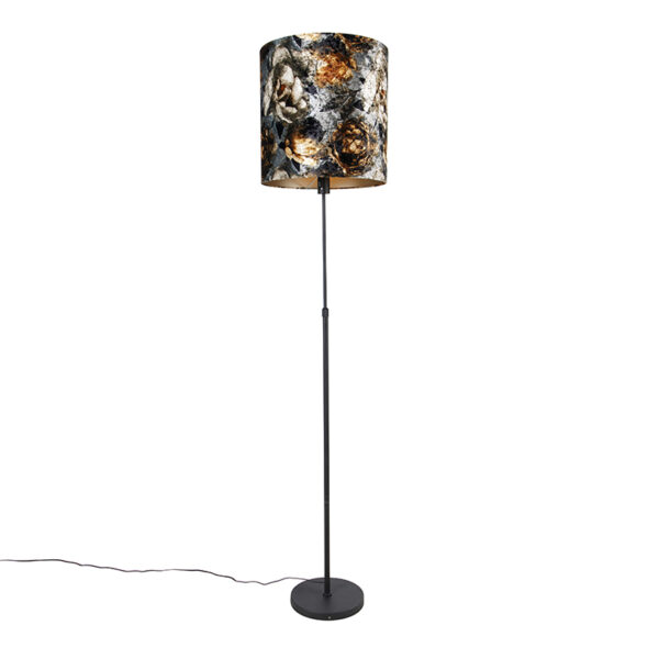 Floor lamp black floral design 40 cm adjustable - Parte