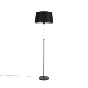 Floor lamp black with black linen shade 45cm adjustable – Parte