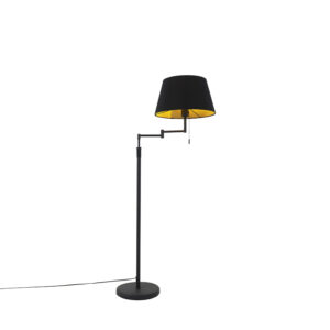 Floor lamp black with black shade and adjustable arm – Ladas