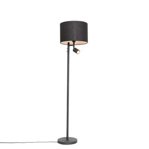 Black floor lamp with white interior and reading lamp – Jelena