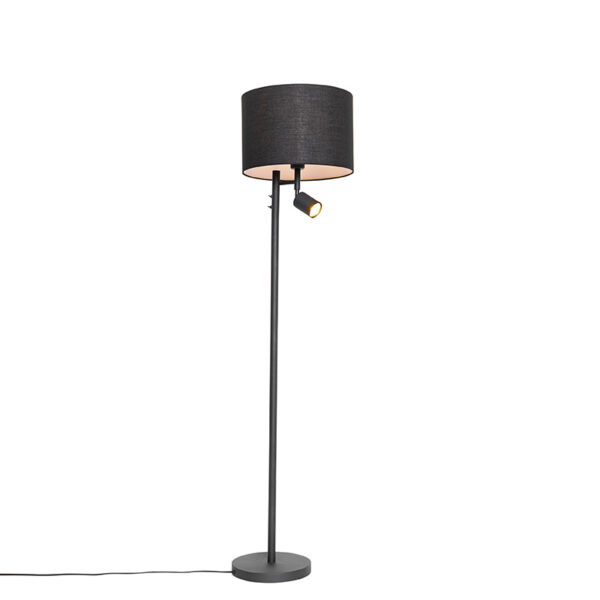 Floor lamp black with white inside and reading lamp - Jelena