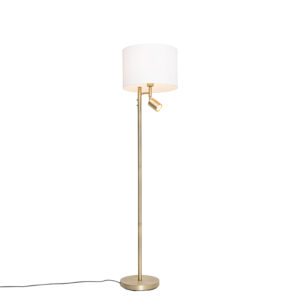 Floor lamp bronze with white shade and reading lamp – Jelena