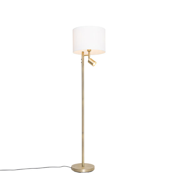 Floor lamp bronze with shade white and reading lamp - Jelena
