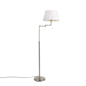 Floor lamp steel with white shade and adjustable arm – Ladas Deluxe