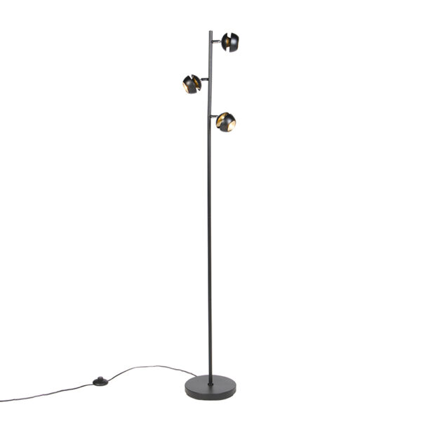 Modern Floor Lamp 3 Black with Gold - Buell Deluxe