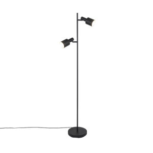 Modern floor lamp black 2-lights – Stijn
