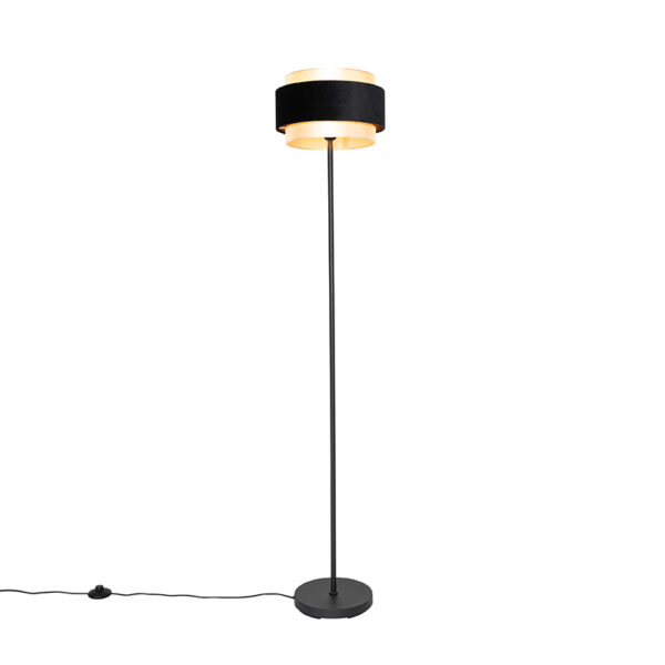 Modern floor lamp black with gold - Elif