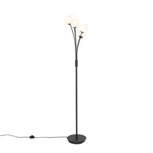 Modern floor lamp black with opal glass 5-light – Athens