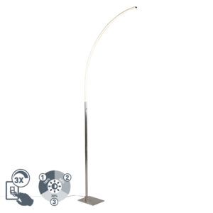 Modern floor lamp steel incl. LED and 3-step dimmer – Stylish