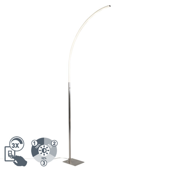 Modern floor lamp steel incl. LED and 3-step dimmer - Stylish