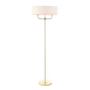 Nixon 2 Lights White Oval Shade Floor Lamp In Brass