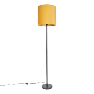 Art Deco floor lamp black with yellow shade 40 cm – Simplo
