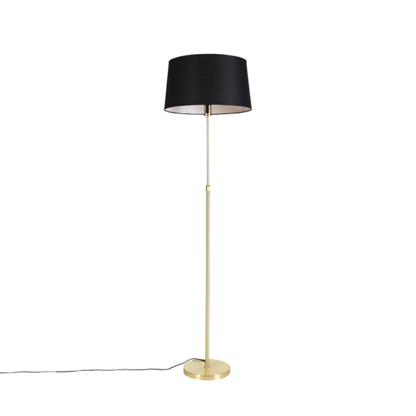 Floor Lamp Gold/Brass with 45cm Black Linen Shade - Parte