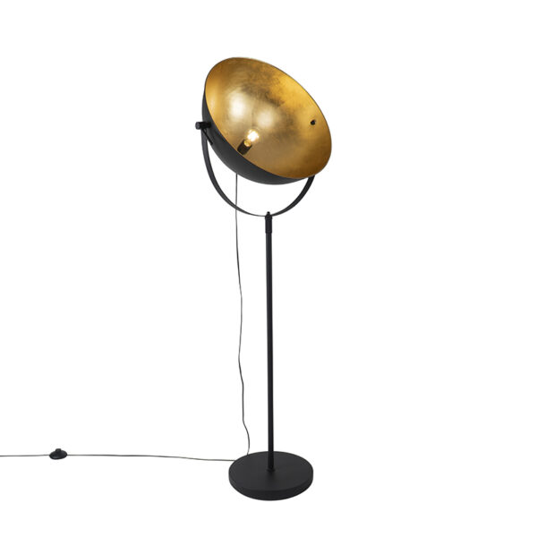 Industrial floor lamp black 50 cm with gold adjustable - Magnax