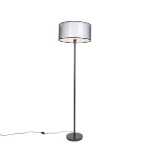 Design floor lamp black with black and white shade 47 cm – Simplo