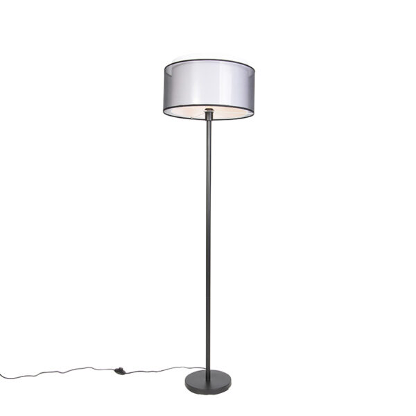 Design floor lamp black with black and white shade 47 cm - Simplo
