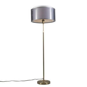 Floor Lamp Gold/Brass with 47cm Black/White Shade – Parte