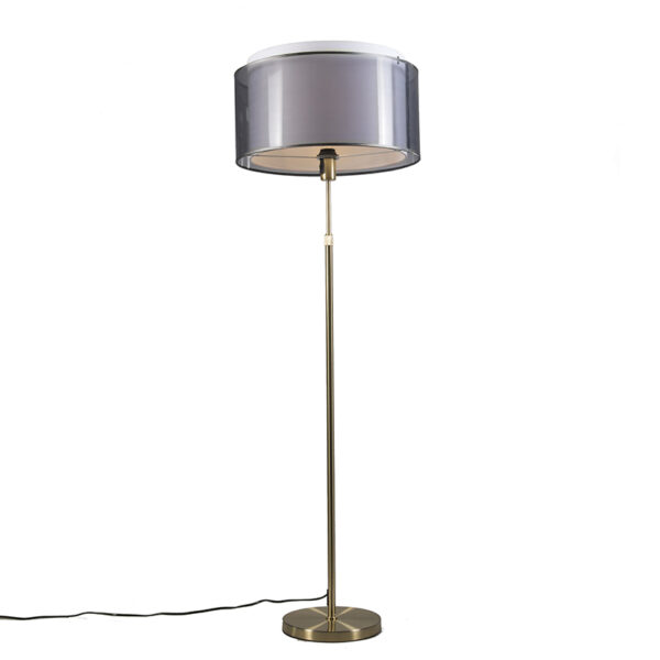 Floor Lamp Gold/Brass with 47cm Black/White Shade - Parte