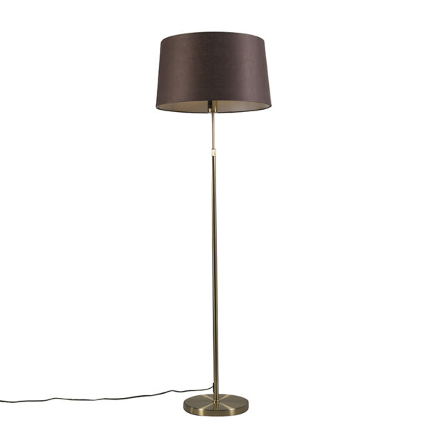 Floor lamp Gold/Brass with 45cm Brown Shade - Parte