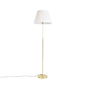 Floor lamp Gold/Brass with 45cm Cream Pleated Shade – Parte