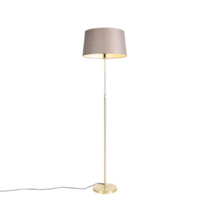 Floor lamp Gold/Brass with 45cm Taupe Linen Shade – Parte