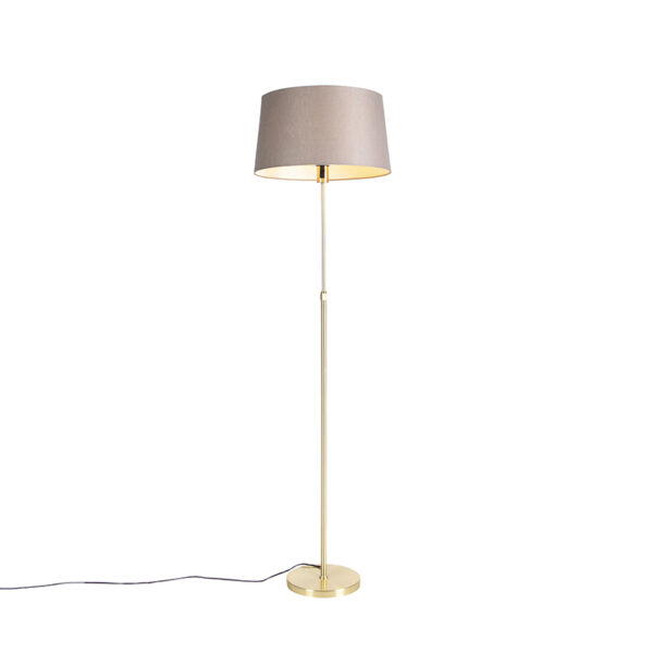 Floor lamp Gold/Brass with 45cm Taupe Linen Shade - Parte