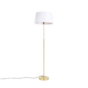 Floor lamp Gold/Brass with 45cm White Linen Shade – Parte