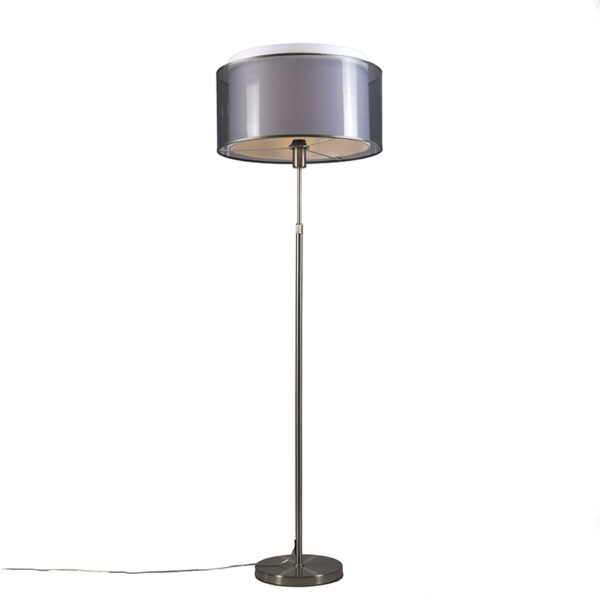 Floor lamp steel with black/white shade 45 cm adjustable - Parte