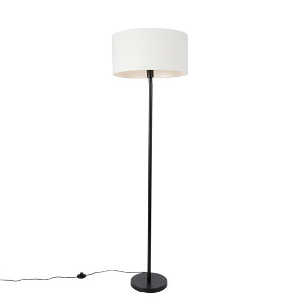 Floor lamp black with shade white 50 cm - Simplo
