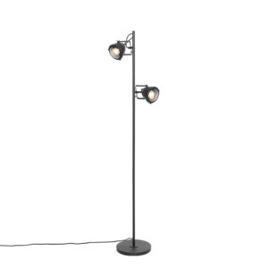 Industrial floor lamp black 2 lights – Emado