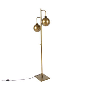 Industrial floor lamp bronze 2-light – Haicha