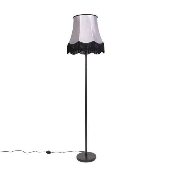 Classic floor lamp black with Granny B shade gray - Simplo
