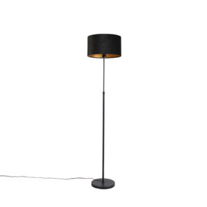 Floor Lamp Black with 35cm Black Velvet Shade – Parte