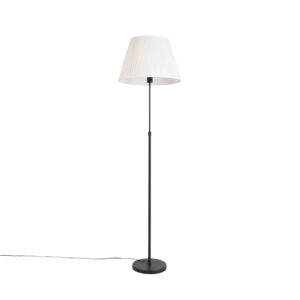 Floor Lamp Black with 45cm White Pleated Shade – Parte