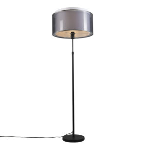 Floor Lamp Black with 47cm Black/White Shade – Parte