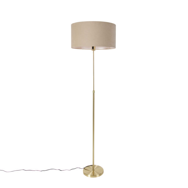 Floor lamp adjustable gold with shade light brown 50 cm - Parte