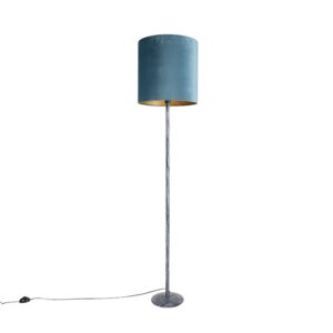Floor lamp antique gray velor shade blue 40 cm – Simplo