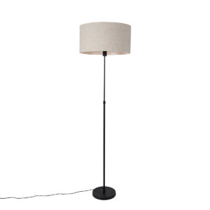Floor lamp black adjustable with shade light gray 50 cm – Parte