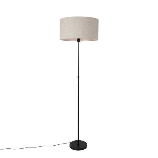 Floor lamp black adjustable with shade light gray 50 cm - Parte